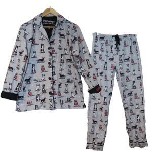 New PJ Salvage Flannel Pajamas Winter Dog Print Set of 2